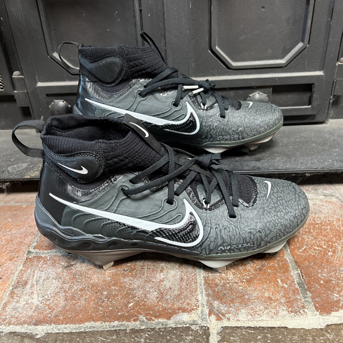Nike Baseball Cleats Men 9.5 Alpha Huarache Black Dragon Metal 