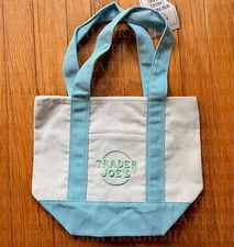 PASTEL Trader Joe’s Mini Canvas Tote Bag LIGHT BLUE LimitedEd NWT 