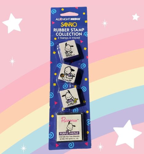 Sanrio All Night Media Pochacco Rubber Stamp Collection - 3 Stamps & Pad - NIP