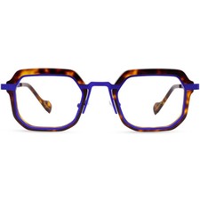 Montatura occhiali quadrati full rim acetato metallo misto tartaruga blu