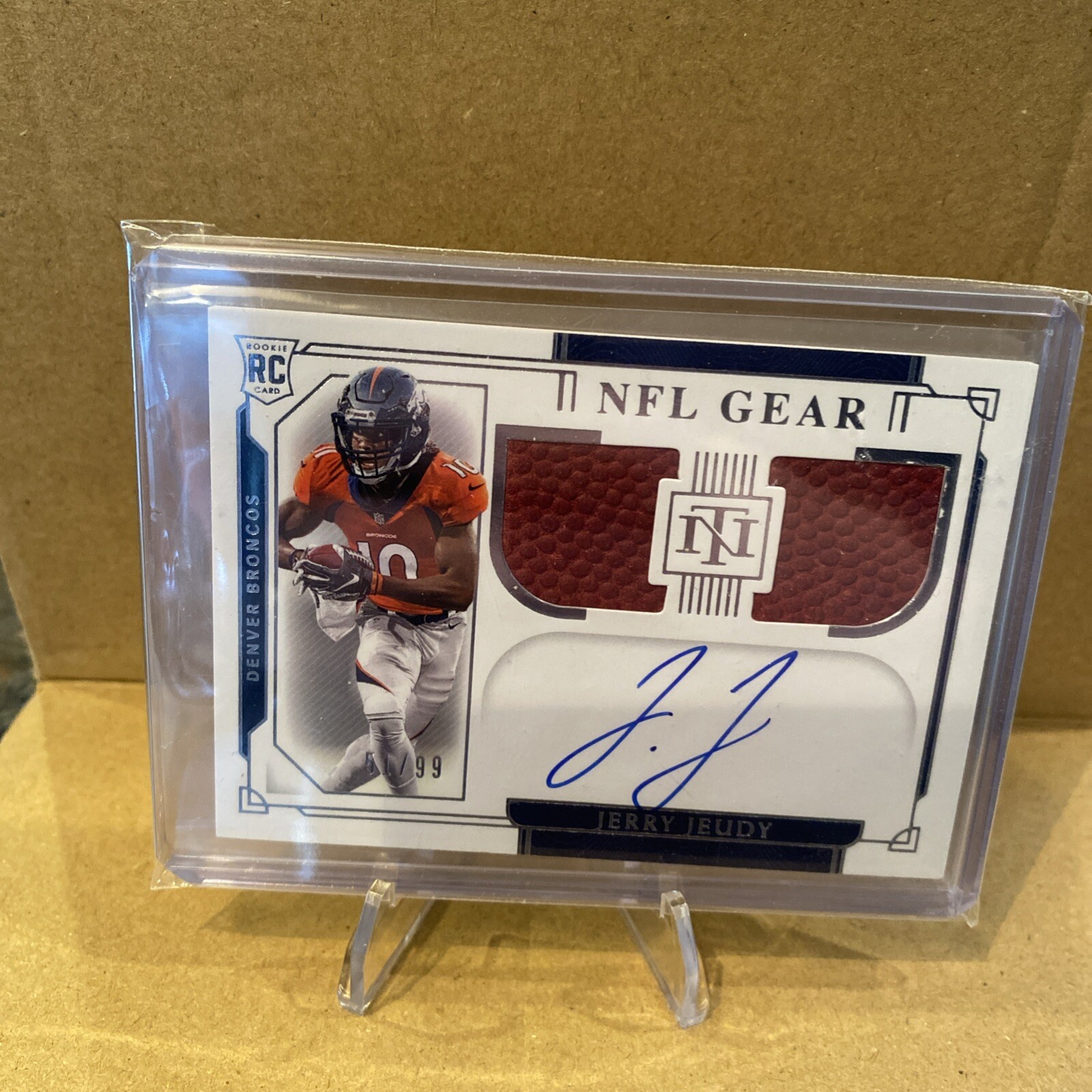 2020 PANINI NATIONAL TREASURES NFL GEAR JERRY JEUDY AUTO RC 51/99 Denver Browns