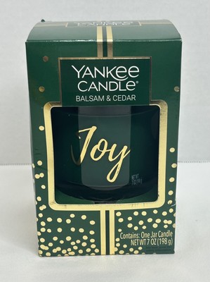YANKEE CANDLE Balsam & Cedar JOY 7 oz Candle Glass Jar Christmas New in Box