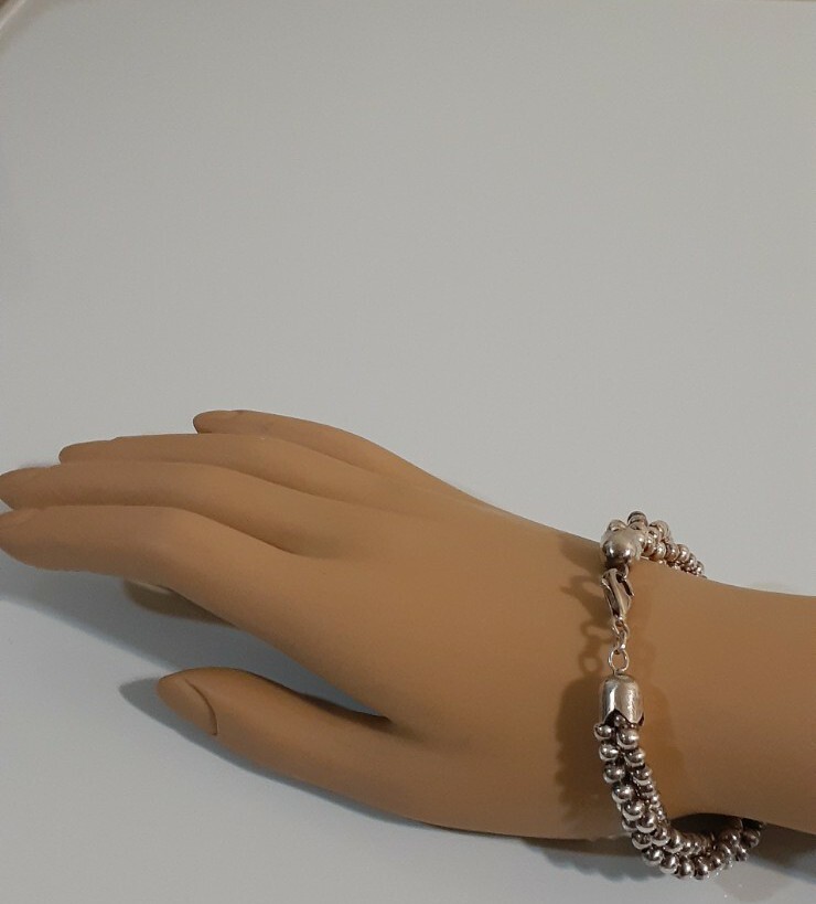 HAN SOLID 925 SILVER BEADED BRACELET Made in Italy - image 9
