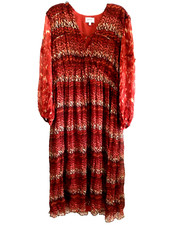 Joie Alquina Silk Long Boho Dress Womens Bossa Nova Multicolor Lined - Large