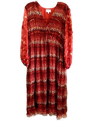 Joie Alquina Silk Long Boho Dress Womens Bossa Nova Multicolor Lined - Large