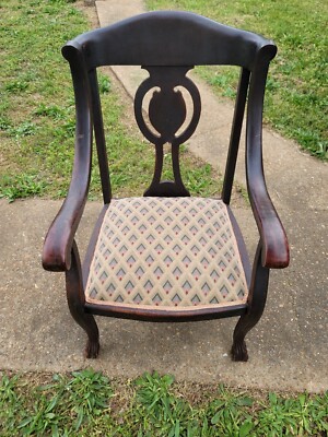 RARE Antique Wooden Grandfather Fireplace Storytelling Chair