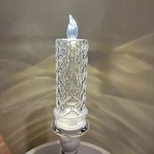 LED Candle Faux Crystal Creative Pillar Lamp Romantic Wedding Clear Battery New