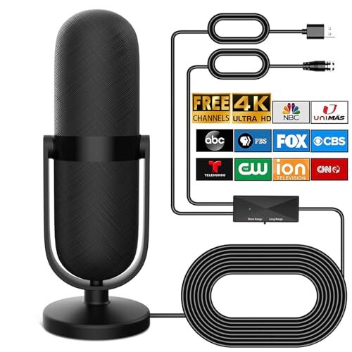 360° Digital HD TV Antenna, 4K/8K Support, Indoor/Outdoor, Strong Suction
