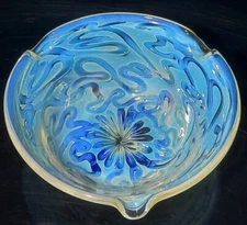 Glass Ashtray Fumed Handmade Hand Blown Collectible Artwork Smoking  