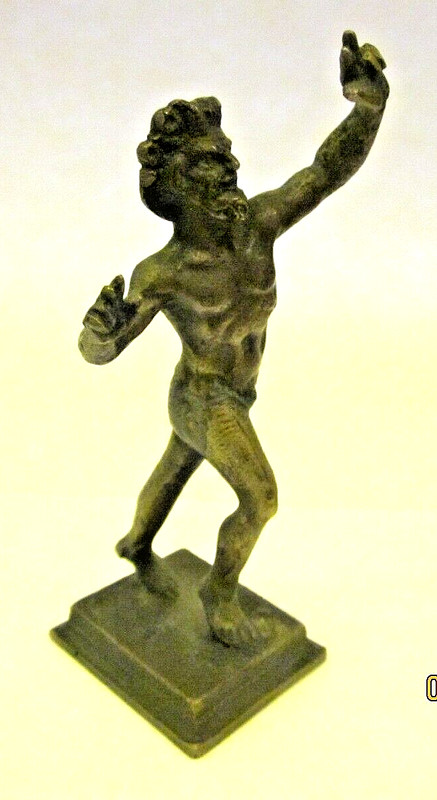 DANCING FAUN STATUE POMPEII VINTAGE BRONZE SATYR FIGURINE /STUNNING!!