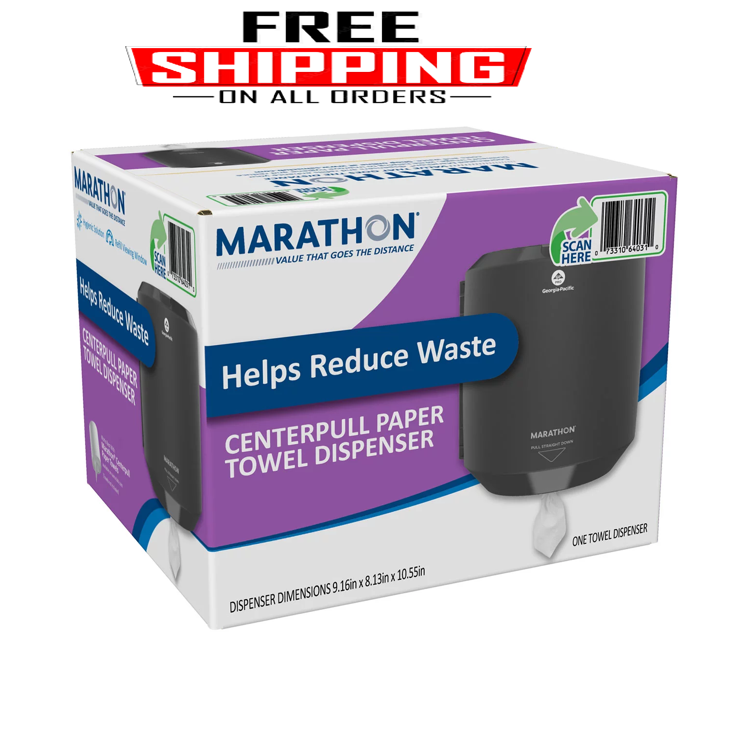 Marathon Manual Centerpull Paper Towel Dispenser Black