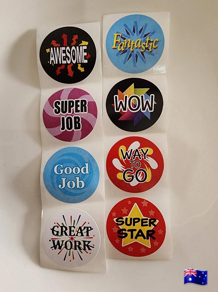 50pcs Cartoon Word Reward Stickers 2.5cm Encouragement Motivation Student
