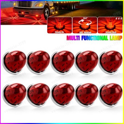 10x Red LED Watermelon Lights with Steady/ 360° Rotating & Strobe 12-24V