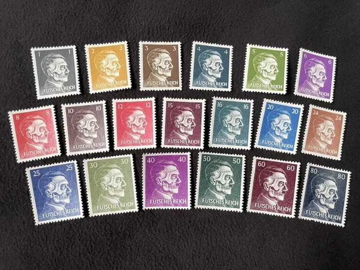 1944 Futsches Reich Hitler skull Parody Complete Set MNH Reproduction Stamp sv