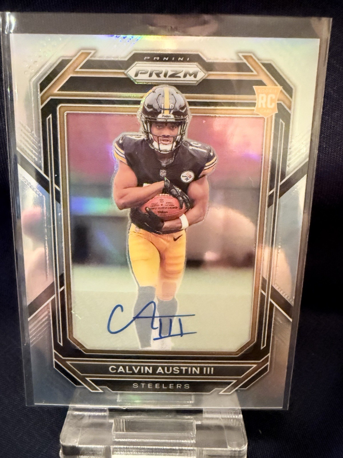 2022 Panini Prizm -Rookies Calvin Austin III #338 Silver Prizm Auto (AU, RC)