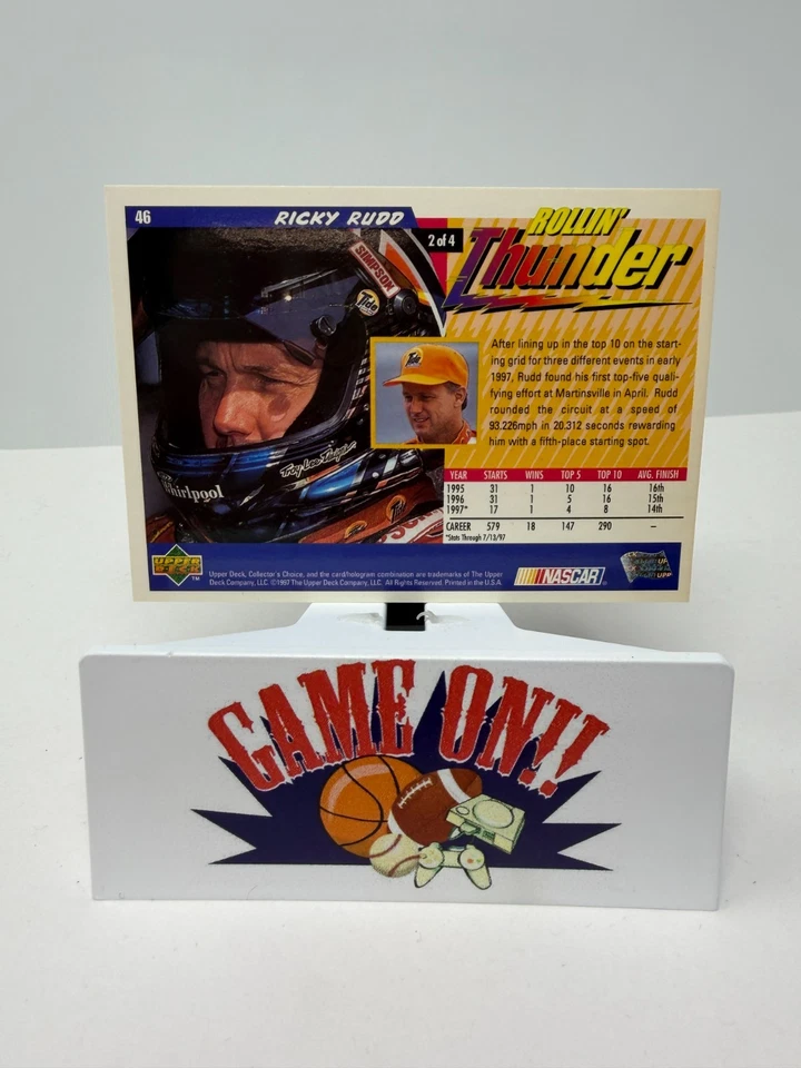 1997 年 UD Collector's Edge NASCAR Ricky Rudd Rollin' Thunder 卡 #46 — 第 2/2 张图片