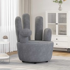 Poltrona in Velluto Grigio Forma di Mano Relax Elegante Sedia Imbottita vidaXL