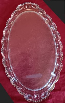 Clear Glass Oval Beaded Edge Pressed Glass Trays Set of 3