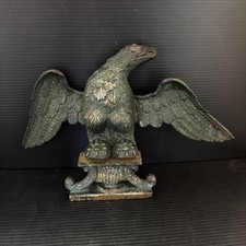 Antique Cast Iron CAST IRON EAGLE AND SHIELD Stove Topper Old Paint Bolted 19thc