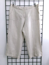 J. JILL SIZE 16 LIGHT BEIGE / LINEN / COMFORT WAIST / WIDE LEG CAPRI PANTS