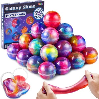 24 Pack Galaxy Slime Balls Party Favors Stress Relief Toys for Kids & Events