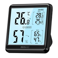 Digitales Thermometer Hygrometer Innen Schwarz FüR Raumklima Kontrolle