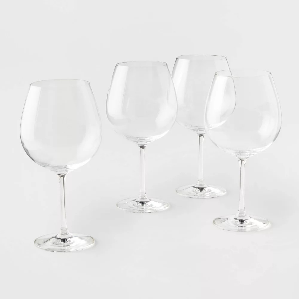 Фирменные хрустальные бокалы для красного вина Threshold, Набор из 4 бокалов на ножках, 27,1 унции