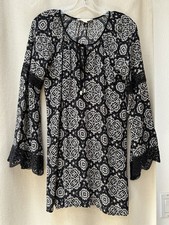 Lovestitch Boho Festival Mini Dress, flared Sleeves w/lace Details-Sz Sm