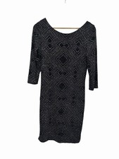 Wallis Size 10 Dress Black Glitter Bodycon Party Gatsby Y2K Evening Elegant