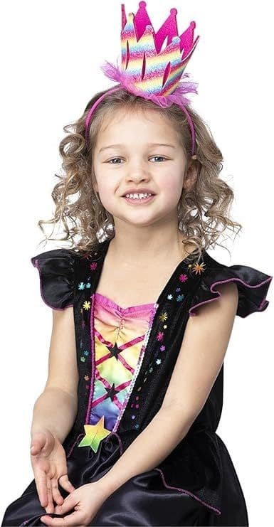 Girls Rainbow Glitter Crown Headband Fancy Dress Accessory