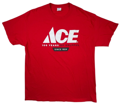 #ad ACE Hardware quot;100 Years of Helpfulquot; Red Short Sleeve T Shirt Size XL $21.99