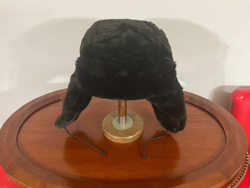 Ushanka Russian Soviet USSR Style Fur Hat Black Worn Only Once
