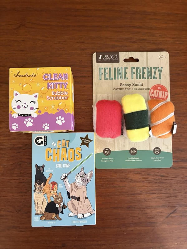 Cat Lovers Gift: Sushi Catnip Toys, Cat Bubble Scrubber, Cat Chaos Card Game