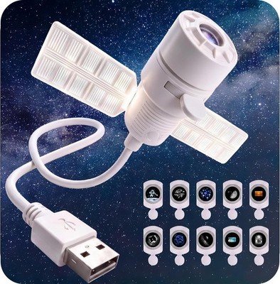 Galaxy Star Projektor Nachtlicht 2-in-1 10 HD Filme 360° drehbare Lampe 