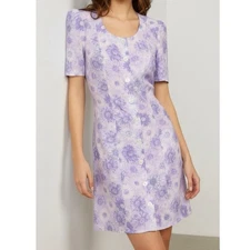 NWT ROUJE PARIS Mathy Mini Dress, Lilac Sunflower, FR34/US2