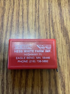 White Tractor Farm Equip Gehl Advertising Tape measure Hess's White Farm Imp. MN