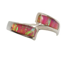 Sterling Silver Mexico Pink Opal Ring Size 6 TH-9L