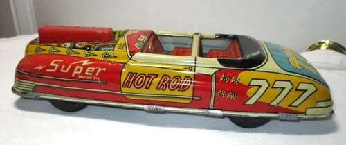 VINTAGE 1950s LUMAR/ MARX TIN FRICTION 777 SUPER HOT ROD CONVERTIBLE