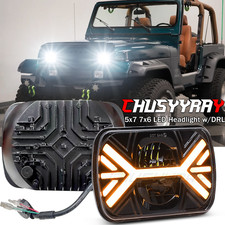 Halo 5x7" / 7x6'' LED Headlight W/Turn Signal DRL For Jeep Wrangler YJ 1987-1995