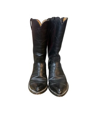 Men\'s Vintage Justin Cowboy Western Black Leather Boots Aquarius-  main image 4