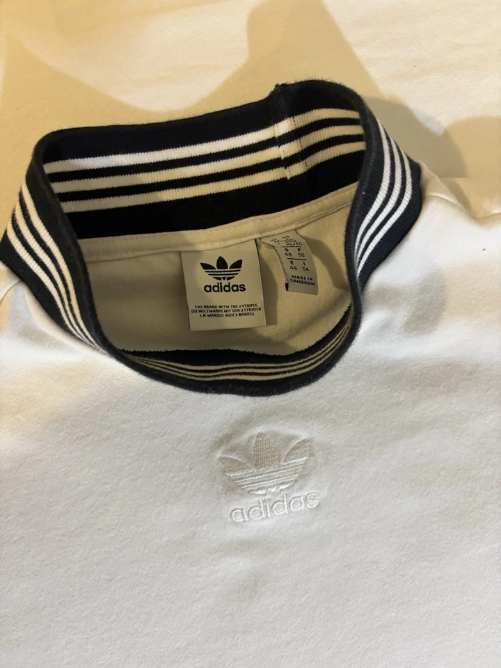Camisa Adidas Cuello Simulado Manga Corta Blanca Talla XL Usada Foto 3 de 4