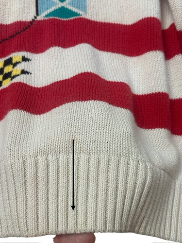 BoatHouse Row Vintage Sweater Crew Neck 80s Nautical Flag Preppy Cotton Size L - Picture 6 of 8