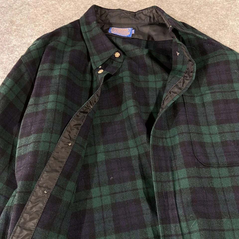Vintage Pendleton Plaid Shirt Button XL USA Made 70s Black Watch Tartan Mens Lng - Image 4 of 4