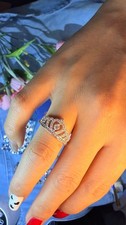 Silver 925 solid  Cubic Zirconia Tiara Crown Ring with Heart Accent