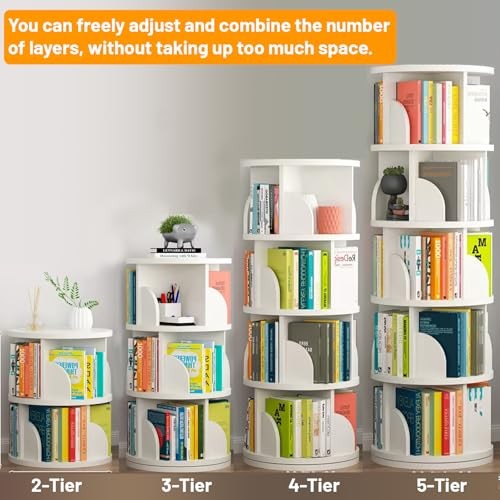 4 Tier Rotating Bookshelf Tower, 360 Degree Revolvin Bookcase,Spinning - Picture 6 of 6