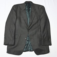 Hart Schaffner Marx 41R 42R Green Herringbone Flannel Blazer Jacket Sport Coat