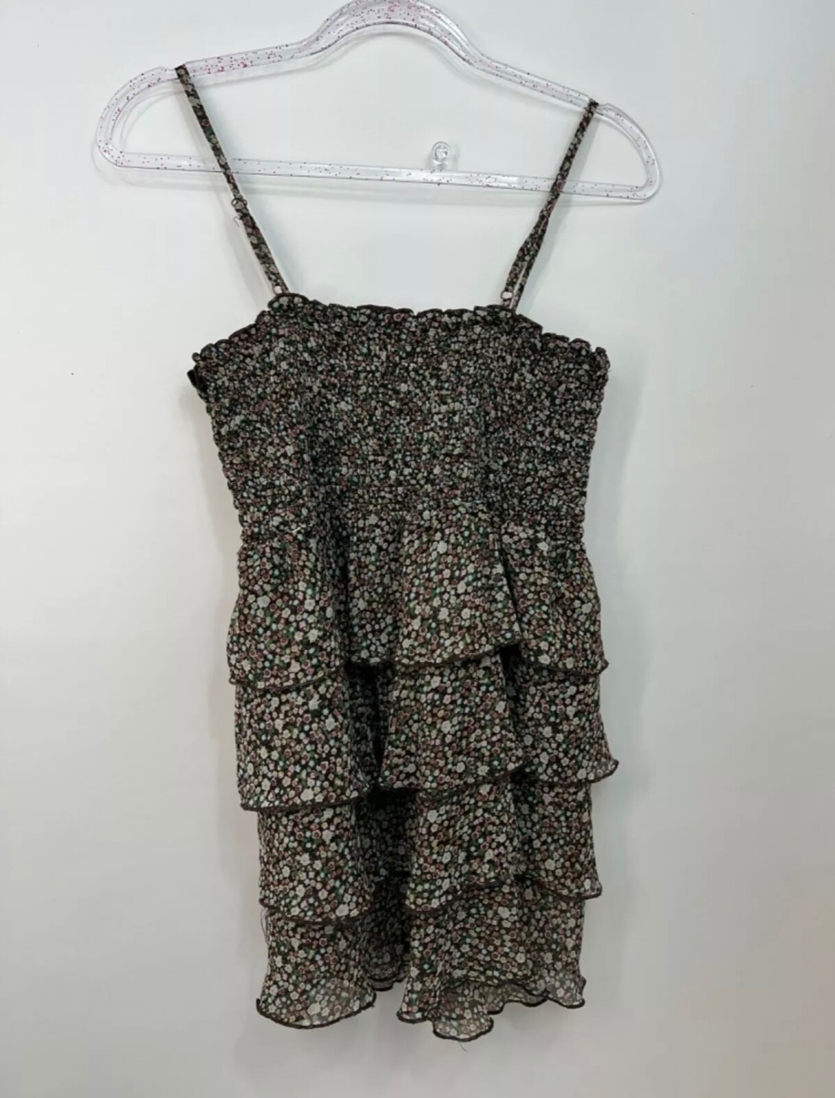 Vestido Mind Code Taupe Floral Sin Mangas Correa de Espagueti Fluido EE. UU. Para Mujer Talla L