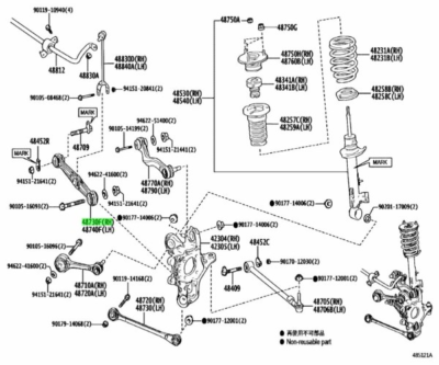 バイイー TOYOTA Mirai Lexus LC500 500h Arm Rr SUSPENS Genuine JDM 48730