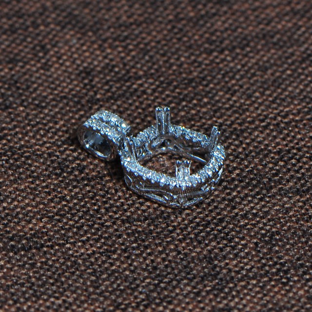 8x8mm Cushion Cut Solid 14kt 585 White Gold Semi Mount Diamond Wedding