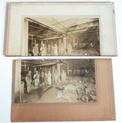 1900s 1920s Textile Mill PHOTOGRAPH Worker Vtg Tanning Leather Hide Men Workwear